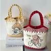 Cute Cartoon Prints Tote Bag Canvas Large Capacity Lunch Bag Colorful Storage Bag
