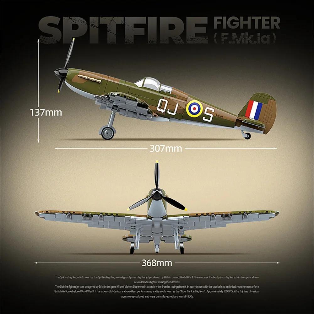 World War 2 WW2 Army Military Soldiers SWAT UK: Spitfire Fighter F MK. la type Model Building Blocks Bricks Children's Toys Gift