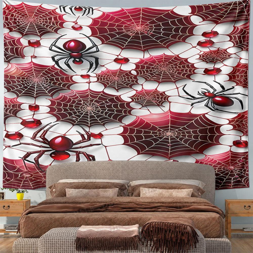 "Red Spiders and Webs Design Tapestry" Pattern Wall Hanging Tapestry Decorative Tapestry Home Decor for Bedroom and Living Room