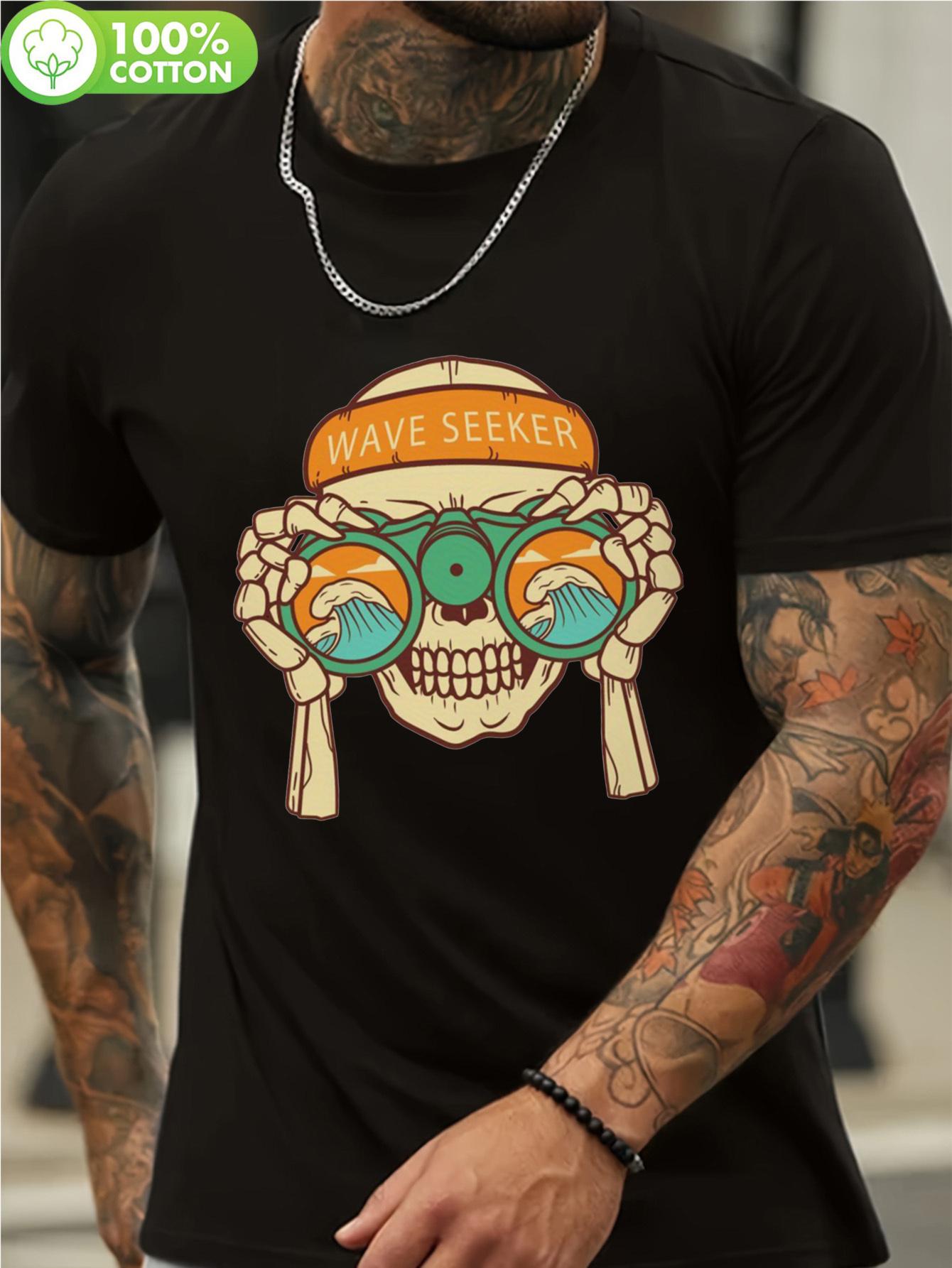 Wave Seeker Skull and Surf Graphic Tshirt - 100% Cotton L... XXL
