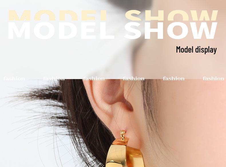 European-American Vintage Asymmetrical Round Titanium Steel Earrings for Women