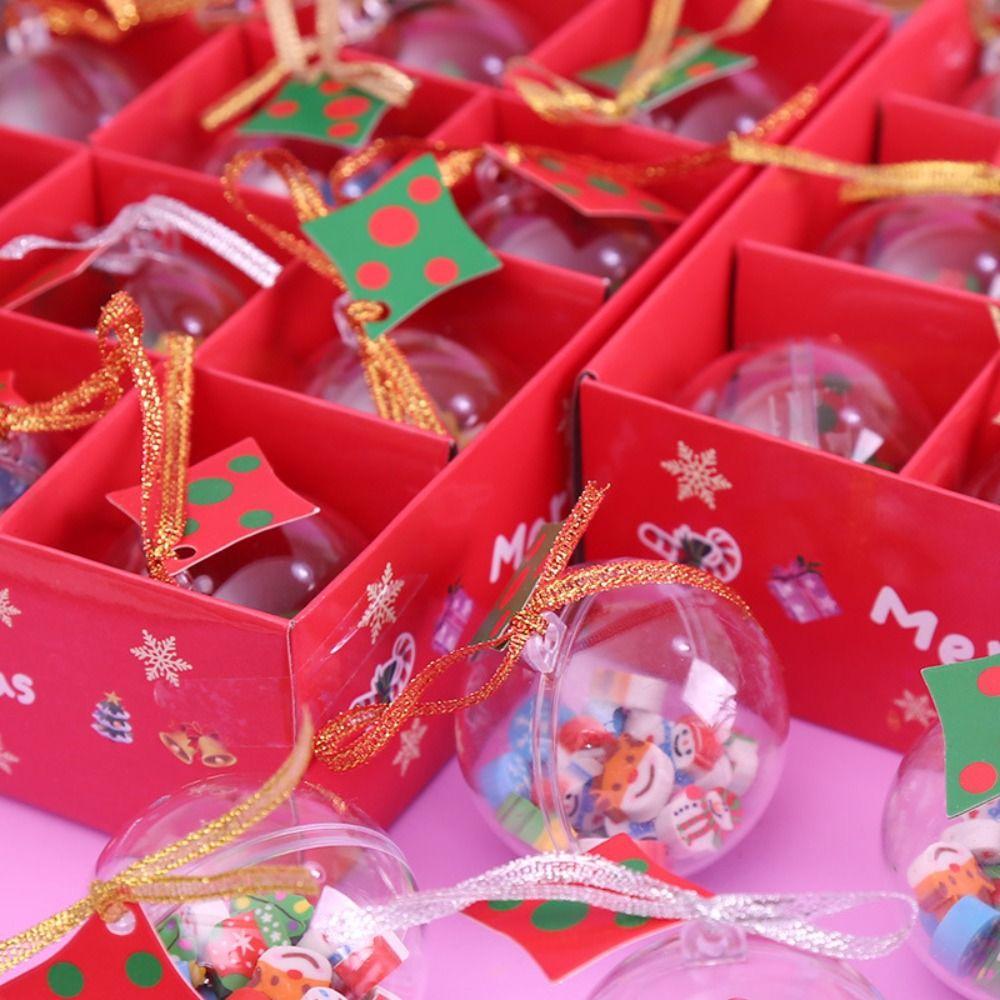 Santa Christmas  Eraser Kawaii Christmas Ball Portable Pencil Erasers  Kids