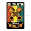 Mürrisch Unterschätze Niemals Einen Alten Mann Mit Mechanikerfähigkeiten Mechaniker Öl Spritzer Ist Mann Glitzer Metallschild Blechschild Poster