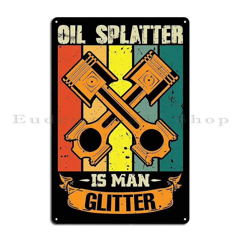 Mürrisch Unterschätze Niemals Einen Alten Mann Mit Mechanikerfähigkeiten Mechaniker Öl Spritzer Ist Mann Glitzer Metallschild Blechschild Poster