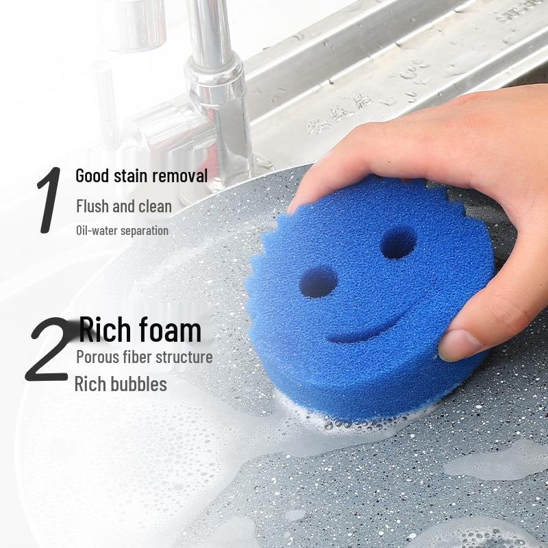 Cute Smiley Face Loofah Sponge Scrubber for Kitchen and Dishwashing