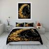 Golden Floral Horse Art Set  Kid'S And Adults' Bedroom Decor, Exquisite Three-Piece Bedding Set Gift