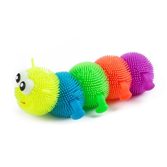 Glowing Hair Puffer Caterpillar Soft Anti-Stress Sensory Fidget Kids Squeeze Toy