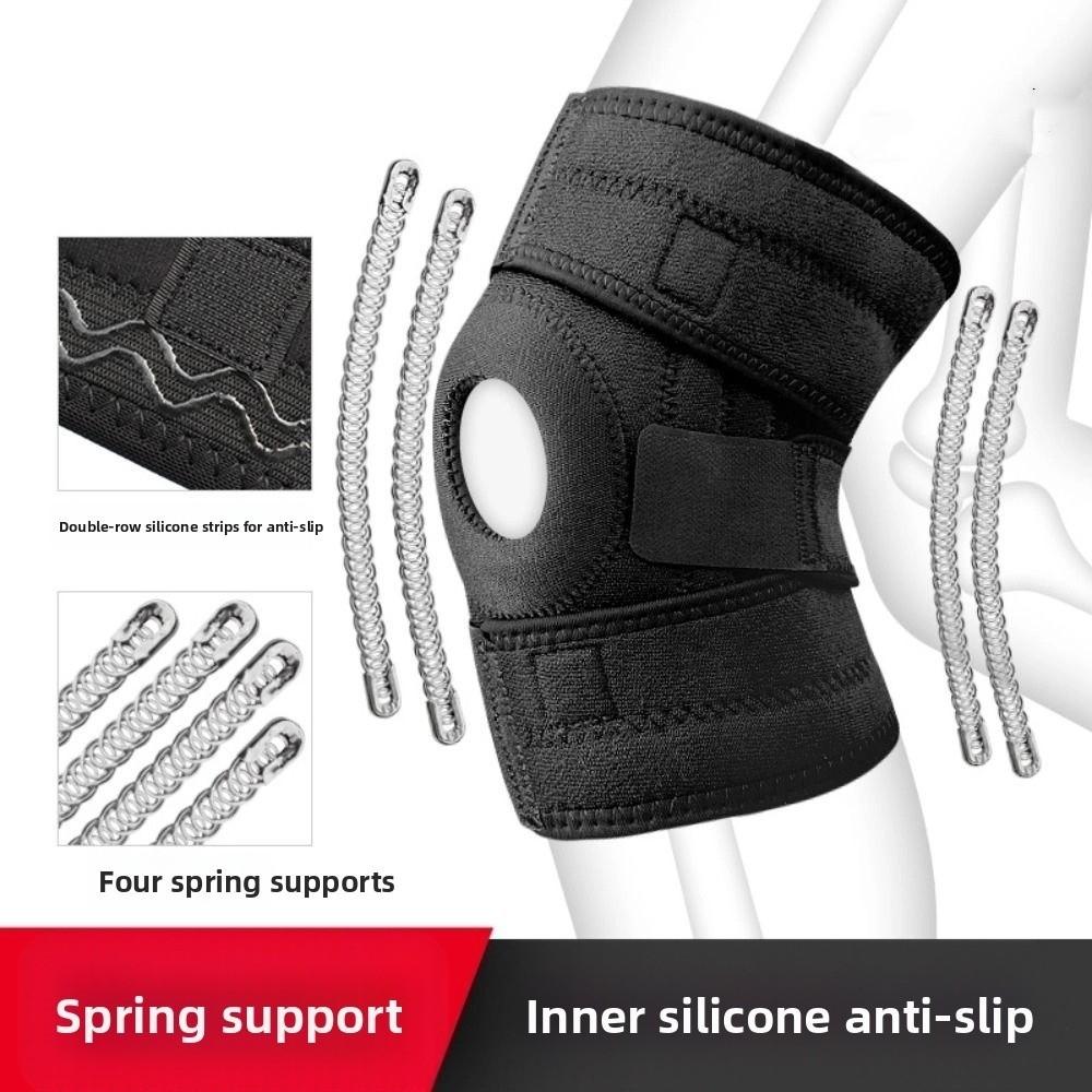 Patella Shock Absorption Leg Brace Protector Anti-slip Silicone Strip Fitness Knee Pad  Men
