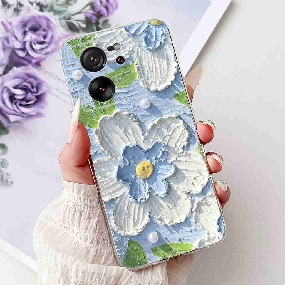For Xiaomi Mi 13T 5G 6.67" Case Cartoon Bear Soft Silicone TPU Cover For Xiaomi Mi13T 5G 2306EPN60G 6.67" Colorful Flowers Shell