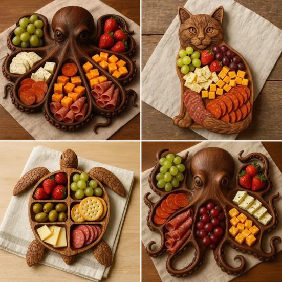 Yousheng Plastic Serving Tray Ocean Themed Cheese Bread Board Fruits Nuts Wood Display Board Beachfront Dinner Party Platter