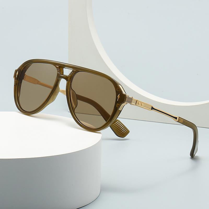 New European American Mens Aviator Sunglasses Retro Double Brorgon Square Frame UV Protection Fashion Eyewear