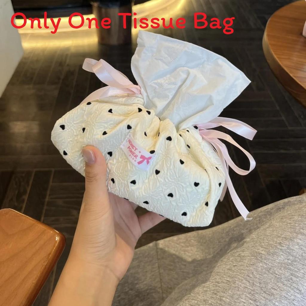 Style Floral Cloth Tissue Box Cover With Drawstring Organizer For Car And Home Decor