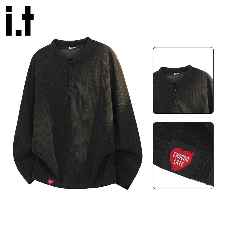 CHOCOOLATE Men s Retro Henley Long Sleeve T-Shirt M