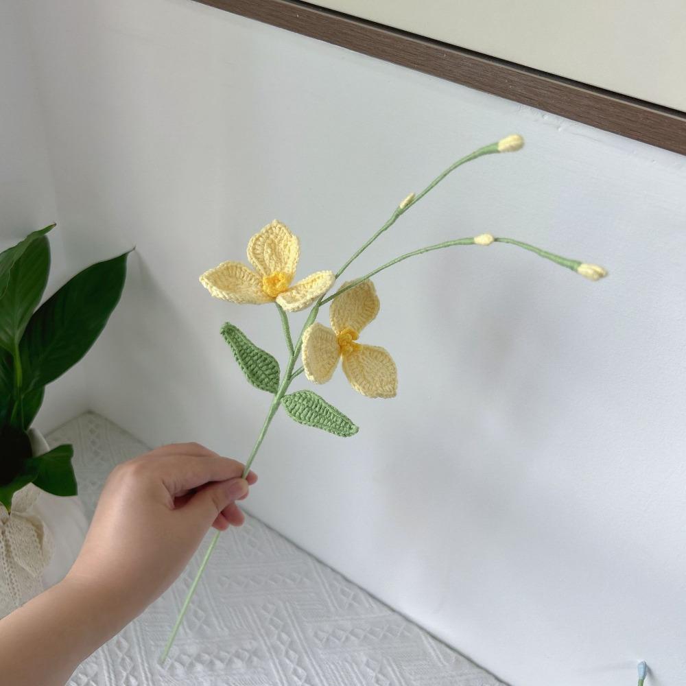 Finished Knitted Bouquet Handmade Crocheted Bridal Bouquet New Artificial Flower  Festival Decor жёлтый