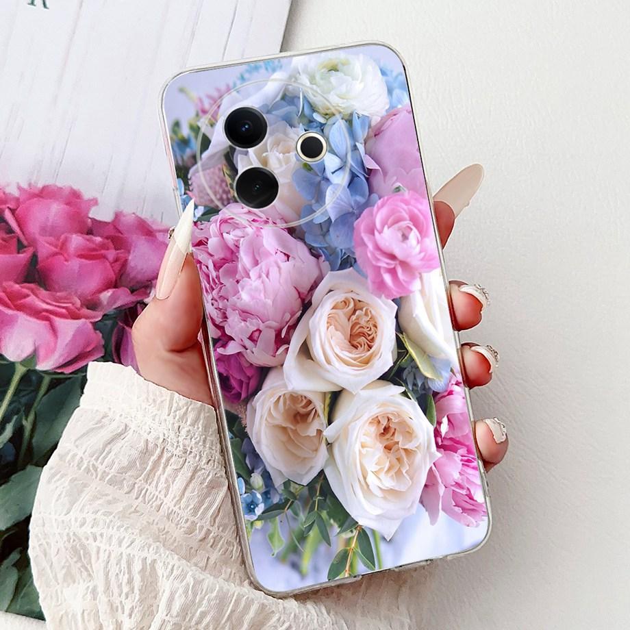 For Vivo Y39 5G Y300i 5G / Vivo V2436 V2444A Back Cover Girly Fashion Flower Butterfly Painting Case Soft Clear Silicone Funda