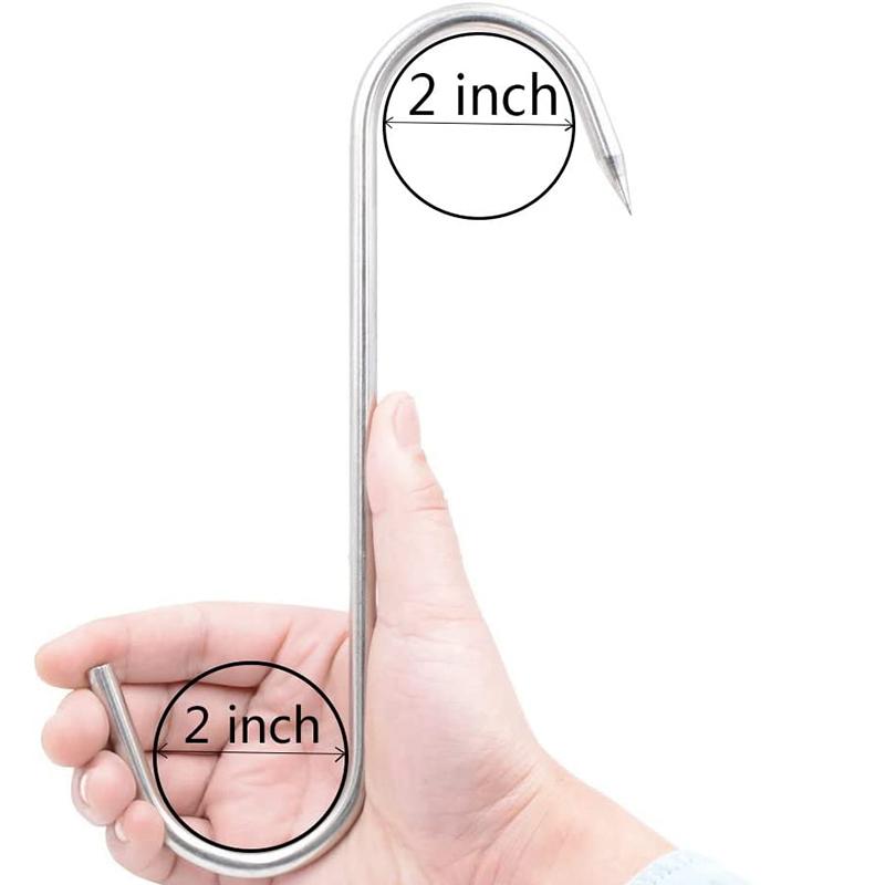 4 Pieces Stainless Steel Meat Hooks, 7/8-Inch 4/8mm S-Hooks, Meat Processing Butcher Hook Pot Hooks