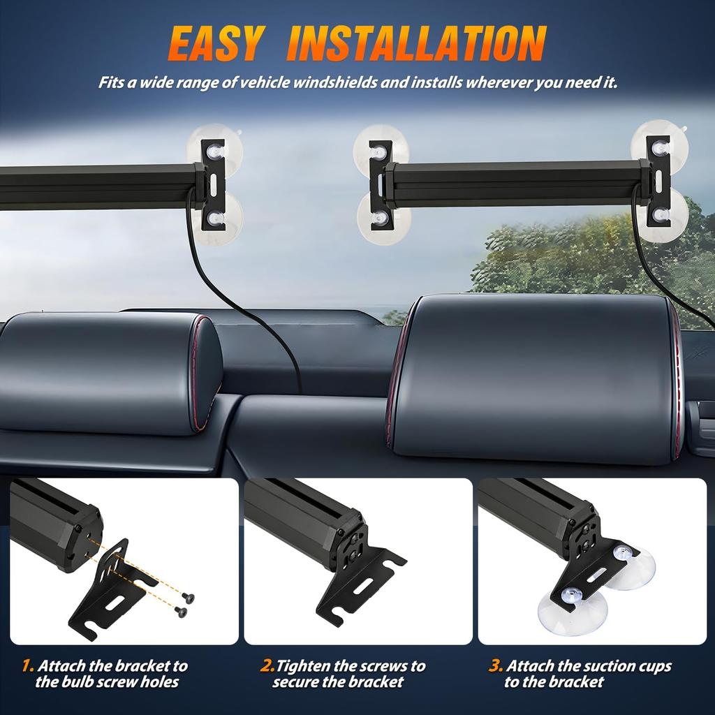 Nilight 40LED Amber Emergency Strobe Traffic Advisor Light Bar with Suction Cups Dash Safety Warning Hazard Flashing Lights Interior Front/Rear