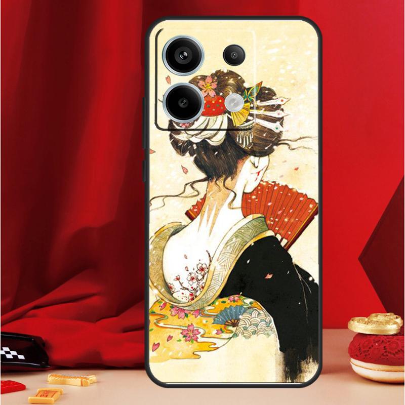 Japanese Geisha Case For Xiaomi Redmi Note 13 Pro 12 11 9 10 Pro 12S 11S 10S 9S Redmi 12 10C 12C 13C Cover