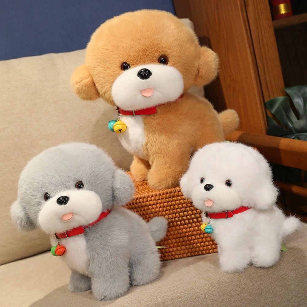 Sitting Red Bell Puppy Dolls PP Cotton Stuffed Animals Puppy Doll  Home Decor