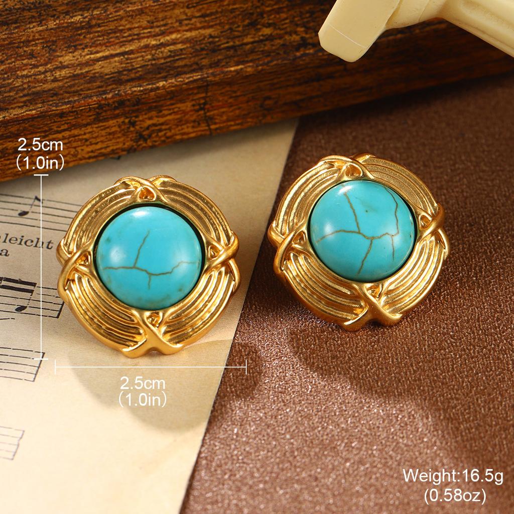 Turquoise Earrings Women's French Retro Niche Earrings Peacock Tassel Hollow Premium Earrings