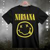 Nirvana Smiley Face Grunge Rock Band TShirt Black S3XL Unisex T-Shirt