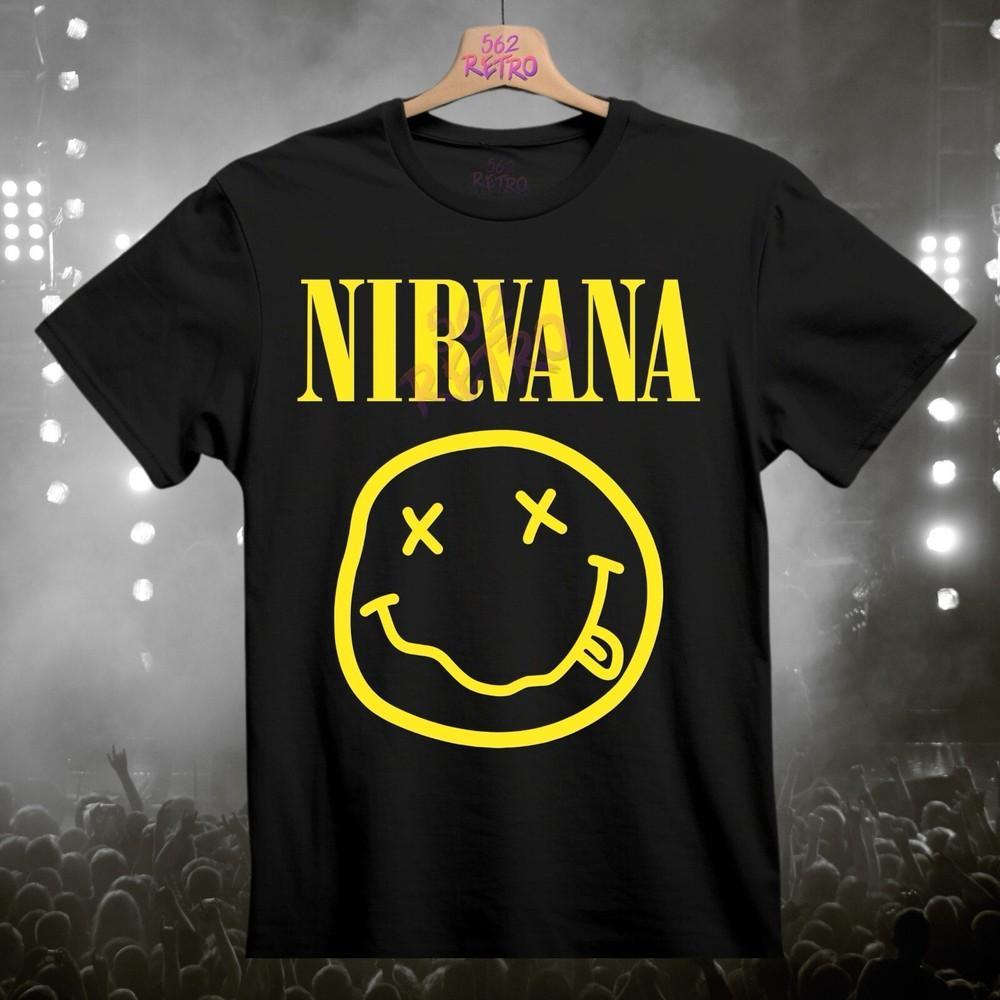 Nirvana Smiley Face Grunge Rock Band TShirt Black S3XL Unisex T-Shirt XXXL