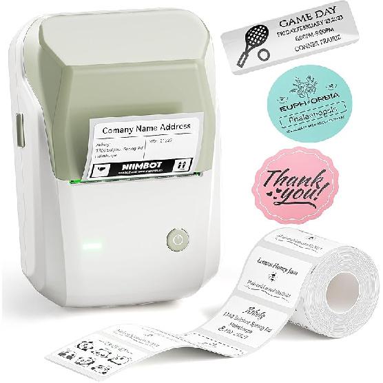 NIIMBOT B1 Label Maker Machine with Tape, Thermal Label Printer Easy To Use for Office, Home, Business, Came with One Roll White Label(2'' X1.18'')
