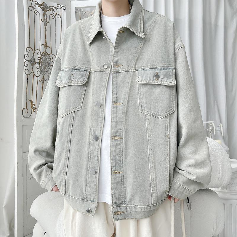 Denim Jacket Men's Spring and Autumn New Korean Style Loose Trendy Top Retro Comfortable Lapel Jacket for Men