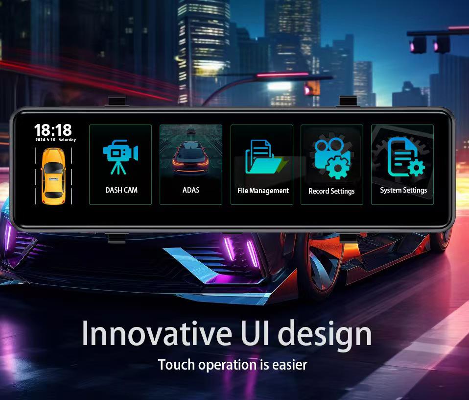 4K Dual Dash Cam with HD Night Vision, WiFi, Front & Rear Lenses, Reversing Assist, and Touchscreen