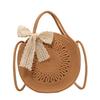 Rattan Gewebte Runde Frauen Stroh Tasche Handtasche Stricken Sommer Strand Tasche Frau Schulter Messenger Tasche Quaste Khaki Beige Taschen