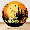 Halloween Party Round Backdrop Cover Pumpkin Witch Full Moon Night Castle Baby Shower Birthday  Circle Photo Background Props
