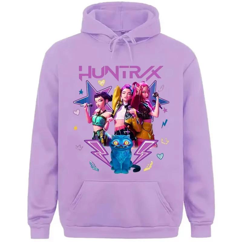 KPop Demon Hunters Huntrix Hoodie Women Harajuku Fashion Long Sleeve Casual Loose Cartoon Cute Print Hoodie