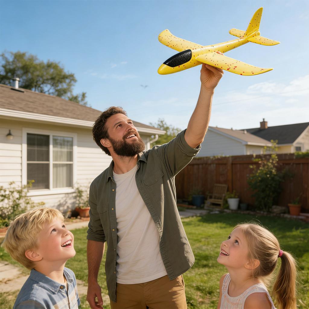 Hand- Foam Airplane, Stunt Glider, Children's Toy, Large Size (48cm, No Light).