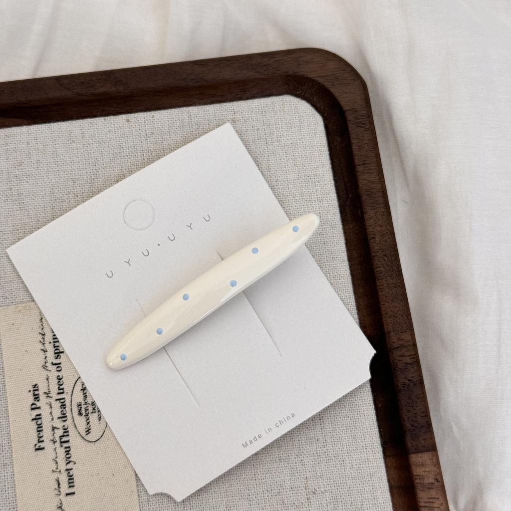Korean-style blue and white polka dot cream-colored hair clips oil-dripping duck beak Korean-style fashionable side clips bangs