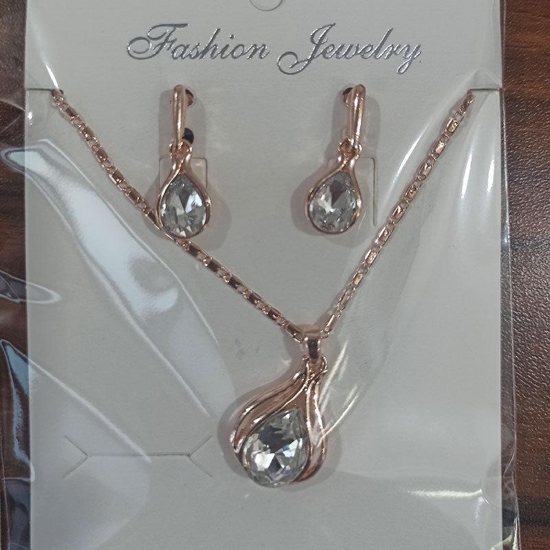 Wish Fashion Women's Blue, Green & Red Teardrop Necklace & Earrings Set
