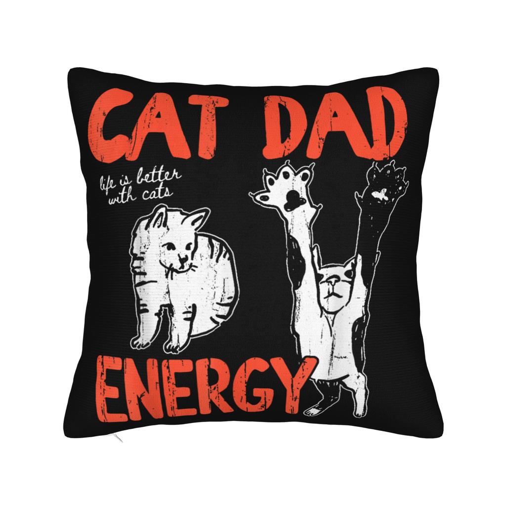 Soft Funny Cat Dad Club Life Pillowcase Polyester Cushion Cover Decorations Father's Day Pet Quote Throw Pillow Case Cover Home