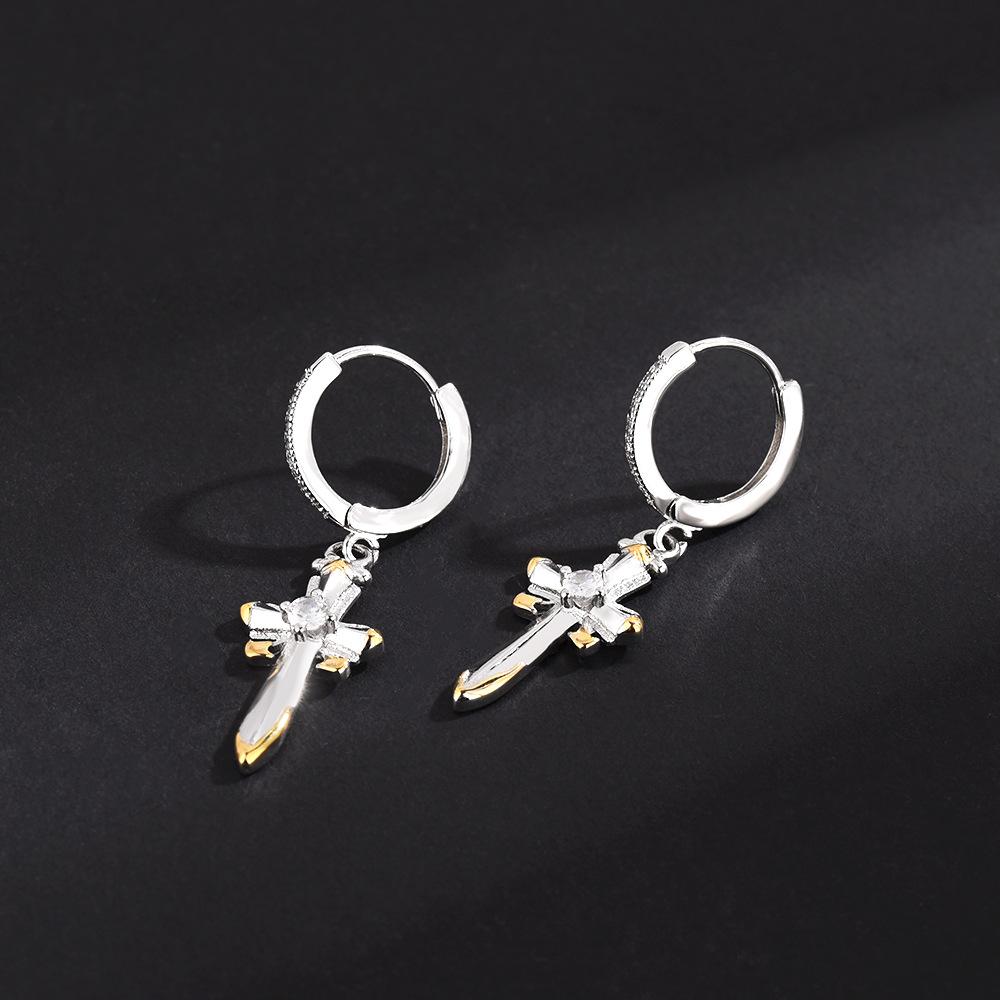 

European and American Sanctions Blade Earrings Light Luxury Personality Niche Inlaid Men s and Women s Ear Buckles Trend Accessories 2026