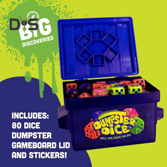 Dumpster Dice Board Game 4-Player Interactive Fast-Paced Family Dice Game Travel Parties Game Night Dice Game with Dumpster 80 Dice Graffiti Stickers