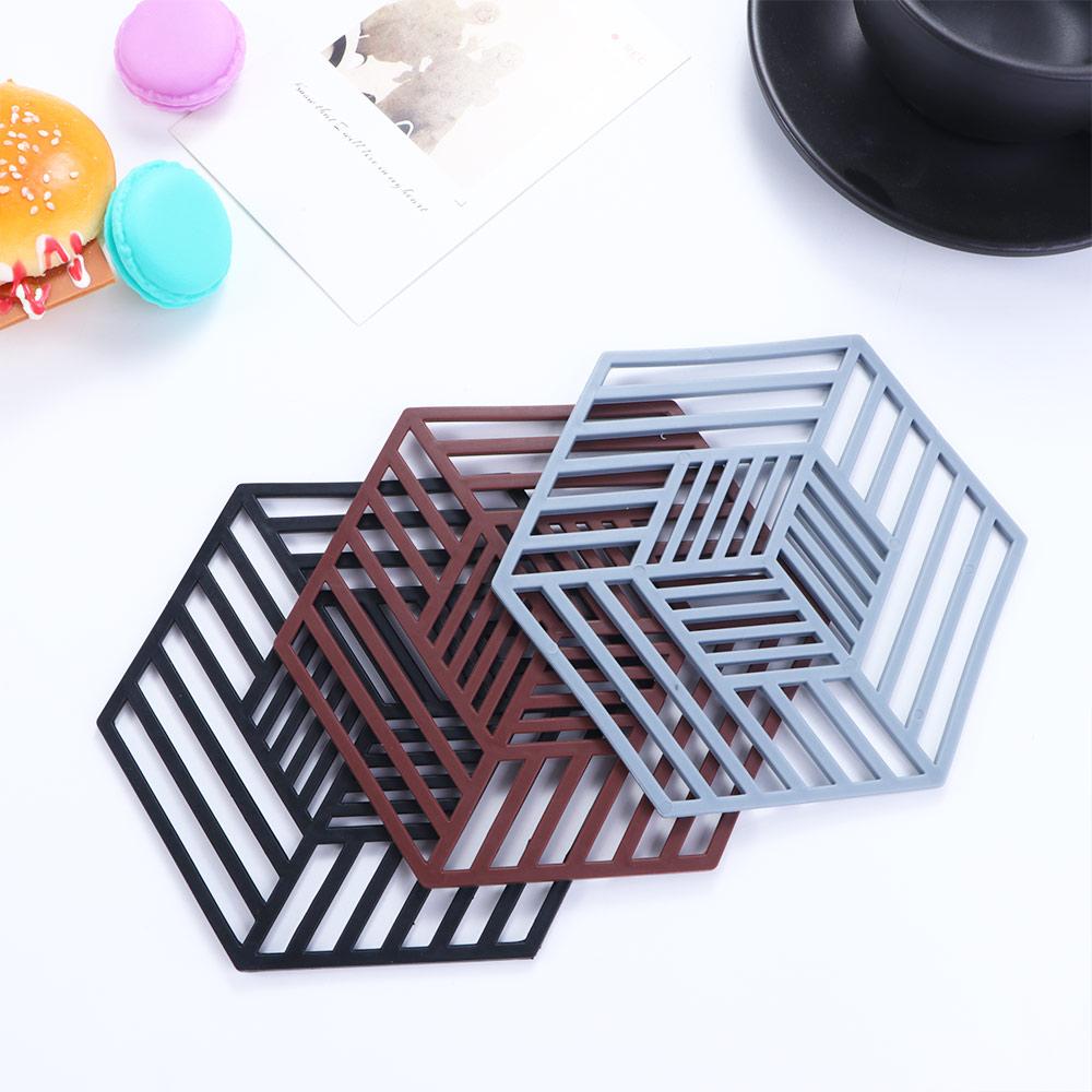 Creative Silicone Hexagon Geometric Drink Holder Hollow Placemat Coaster Cup Pad Trivet Mats