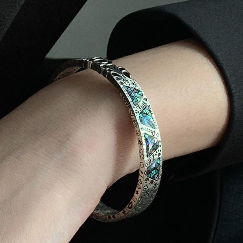 

ANENJERY Ретро Панк Гравированный Тотем Открытый Женский Легкая Роскошь Меньшинство Манжета Браслет Ювелирные Изделия Викинг Тотем Руна Браслет Желаний Подарки чёрный