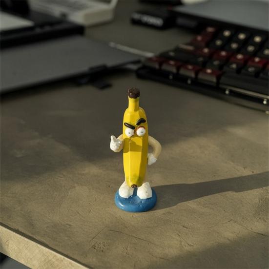 Mini Banana Figurine Ornament, Funny Banana Man Desktop Decoration with Happy And Angry Expressions, Resin Cute Collectible for Home Office Gift