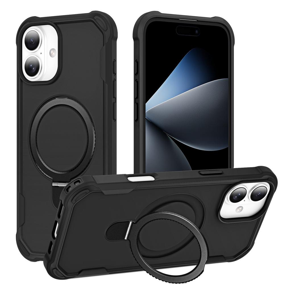 For iPhone 16 Case Compatible with MagSafe Kickstand TPU+PC Shockproof Phone Back Cover