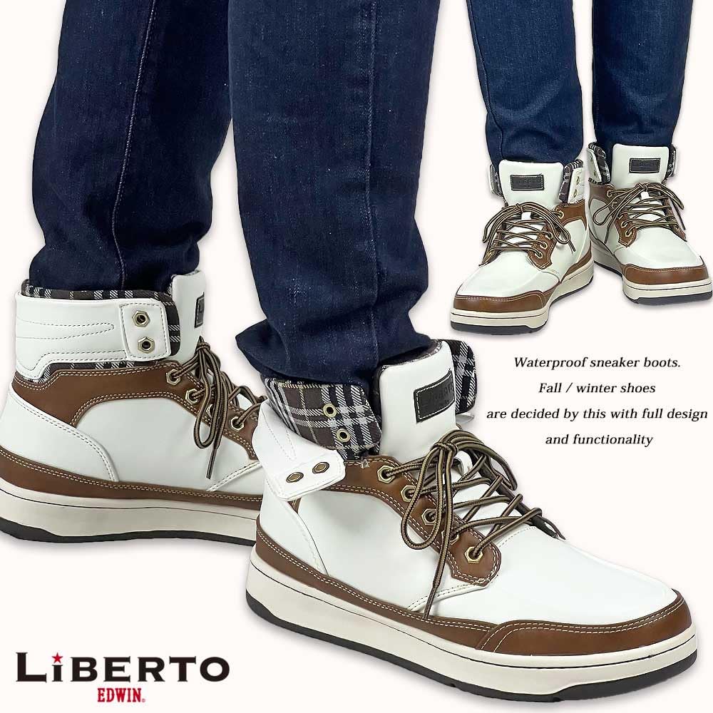 Liberto Edwin Men's Waterproof Rain Boots, Snow Boots, Non-Slip, Cold Weather Sneakers, 60246-wh/cm-270