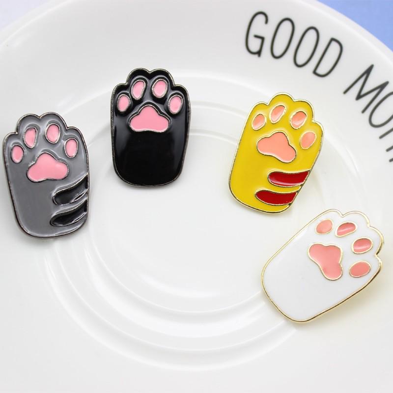 Cute Cartoon Dog & Cat Paw Enamel Brooch Pin - Popular Design