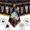 MEHOFOND 3 Pcs Day of The Dead Plastic Tablecloth, Dia De Los Muertos Disposable Table Cover for Halloween, Mexican Skull Floral Fiesta Party