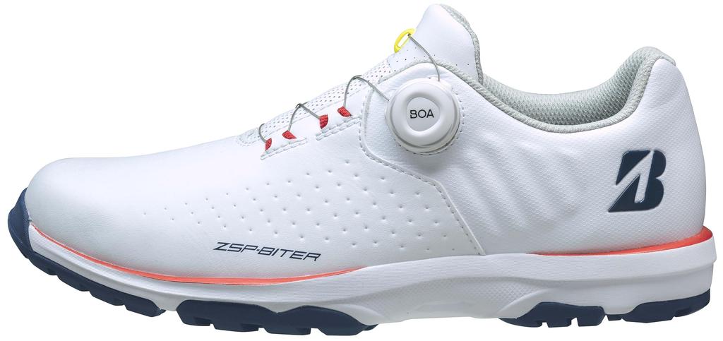 Bridgestone Zero Spike BITER Lite SH2505 Spikeless Golf Size 3E Men's Shoes, White/Orange, 26.5cm,