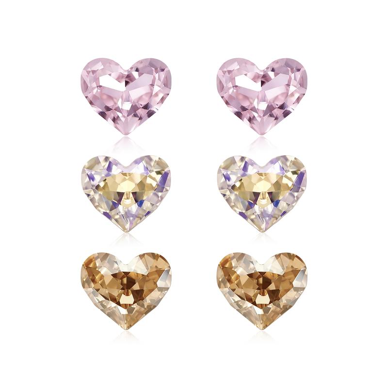 Barbie Three-color love super flash zircon earrings synthetic cubic zirconia earrings for women BIE060421 белый