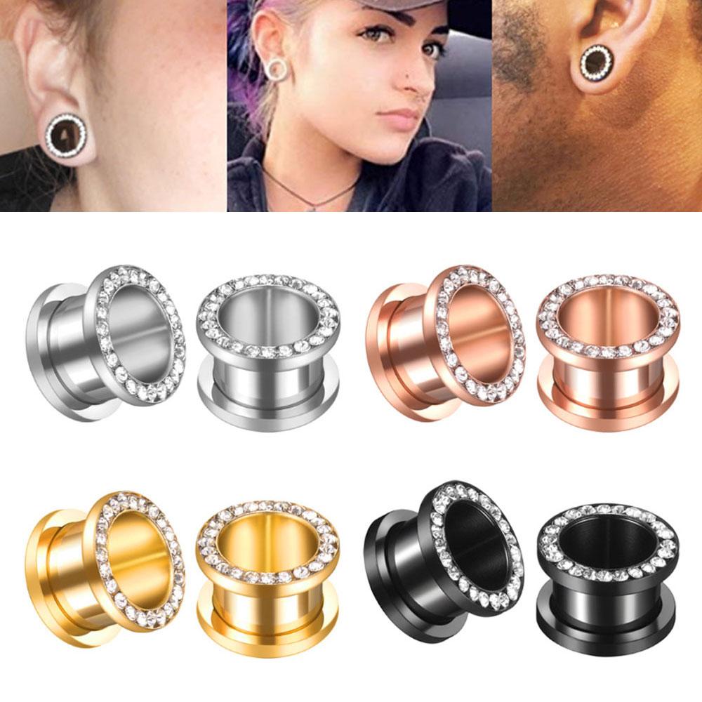 

1 пара нержавеющая сталь Циркон Прокалывание ушей Туннели Экспандеры Ювелирные изделия Серьги Серьги Серьги Калибры Носилки