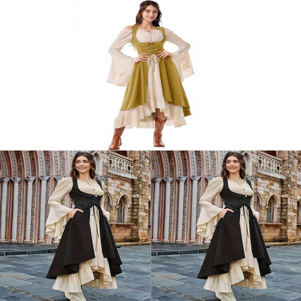 Renaissance Piraten Damenkleid mit Patchwork im Vintage-Stil für Kunstfestivals