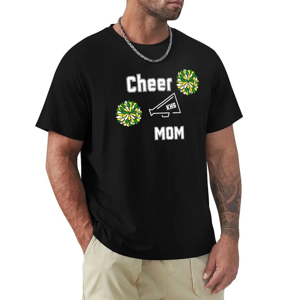 Cheer Mom Green Yellow T-Shirt Vintage T Shirts Plus Sizes Quick Drying Graphic Tee Shirt Men Graphic T Shirts